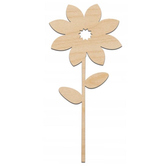 DEKOR ZE SKLEJKI Ozdoba drewniana na patyku Kwiatek 14cm Inna marka