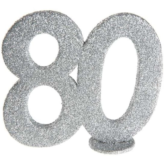 Dekoracja, "80 Urodziny", srebrna, 11, 5 cm SANTEX