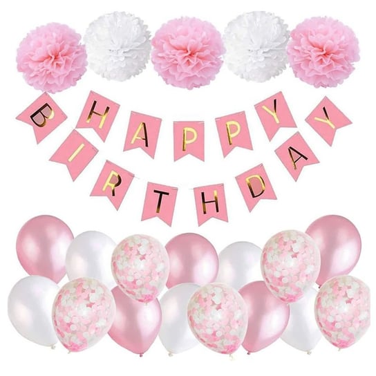 Dekoracja balonowa urodzinowa dla dziewczynki - różowa HEDO