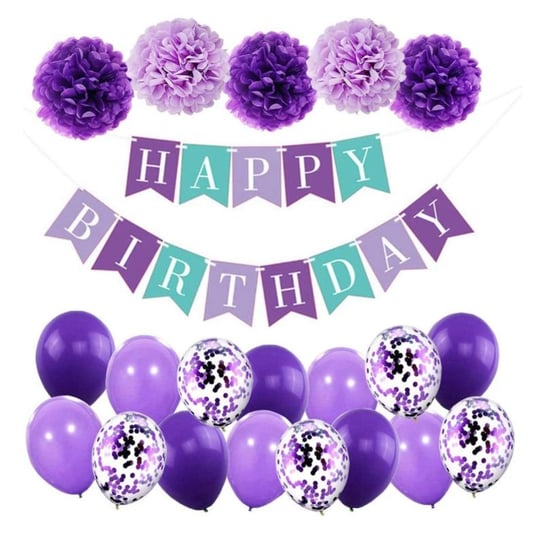 Dekoracja balonowa urodzinowa - fioletowa HEDO
