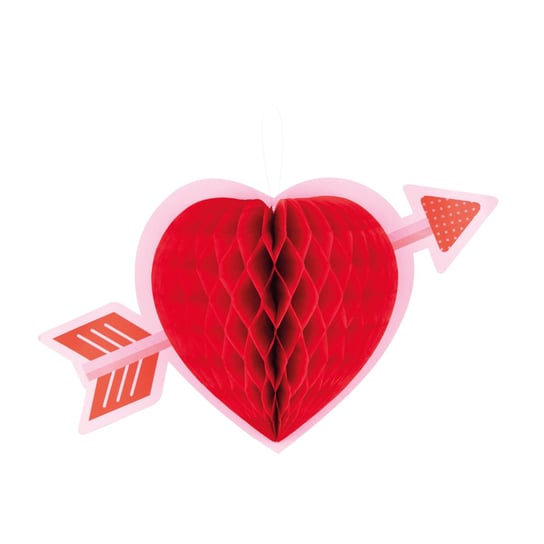 Dekoracja czerwona rozeta serce ze strzałą 35cm Inna marka