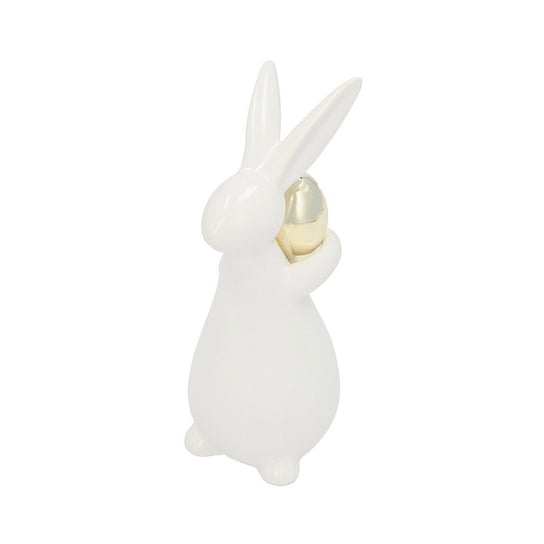 Dekoracja DEKORIA, Easter Rabbit II, biało-złota, 6x8x14,5 cm Dekoria
