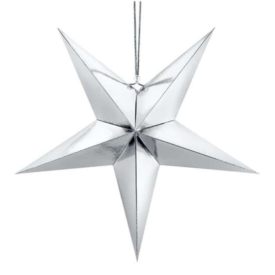 Dekoracja Gwiazda 3D, srebrna, 45 cm PartyDeco
