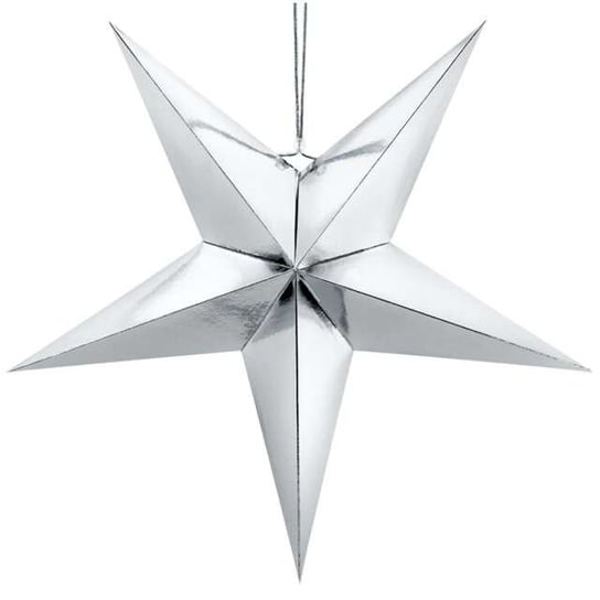 Dekoracja Gwiazda 3D, srebrna, 70 cm PartyDeco