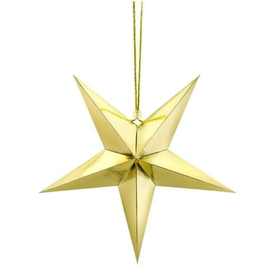 Dekoracja Gwiazda 3D , złota, 30 cm PartyDeco