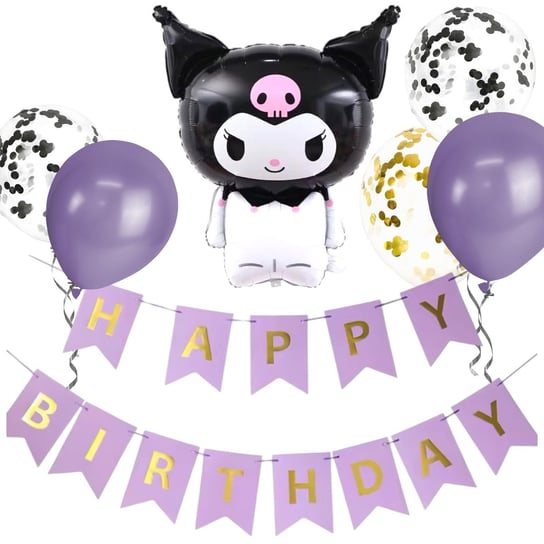 Dekoracja imprezowa Balony Kuromi Baner Happy Birthday del-sol