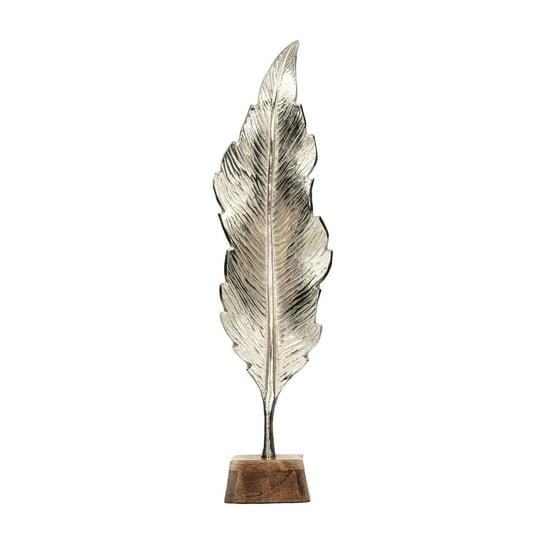 Dekoracja Leaf I DEKORIA, srebrna, 12x18x66 cm Dekoria