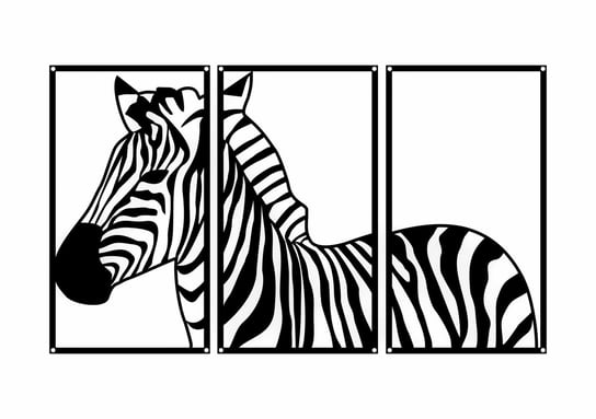 Dekoracja metalowa tryptyk Zebra DES082 96 cm czarny matowy Inna marka