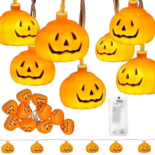Dekoracja na Halloween łańcuch świetlny dynie girlanda 10 LED Springos