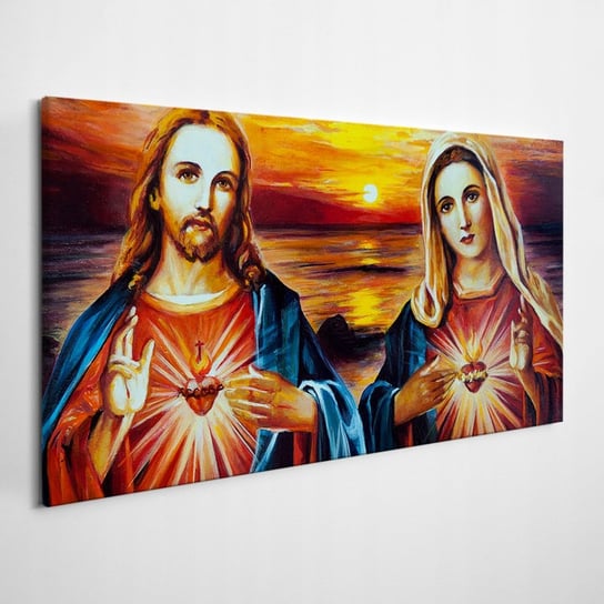Dekoracja Na Płótnie Canvas - Serce Jezusa i Maryi 100x50 Inna marka