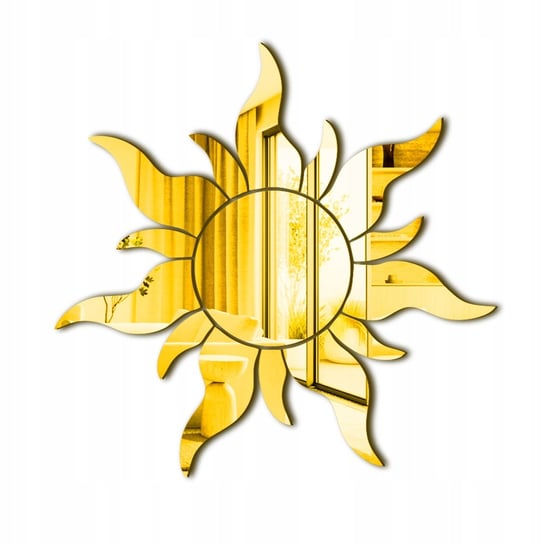 Dekoracja na Ścianę Złote Lustro Akrylowe Słońce Plexido