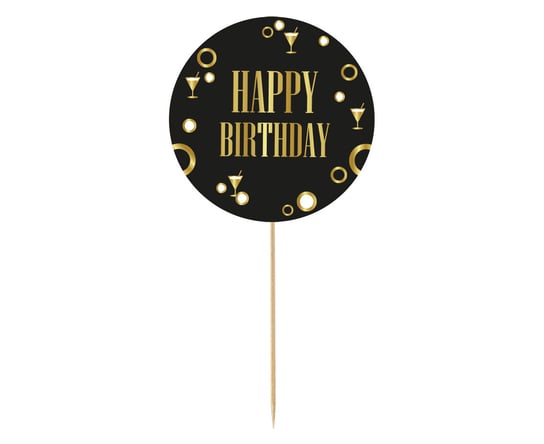 Dekoracja Pap. Na Tort B&G Party - Happy Birthday, Okrągła 10 cm GODAN