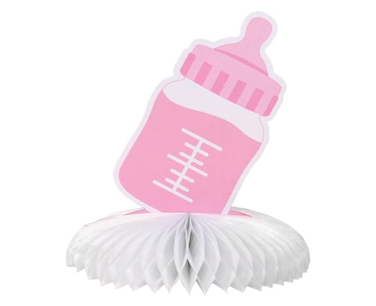 Dekoracja papierowa B&G na stół Baby Girl - butelka, jasnoróżowa, 17 cm GoDan