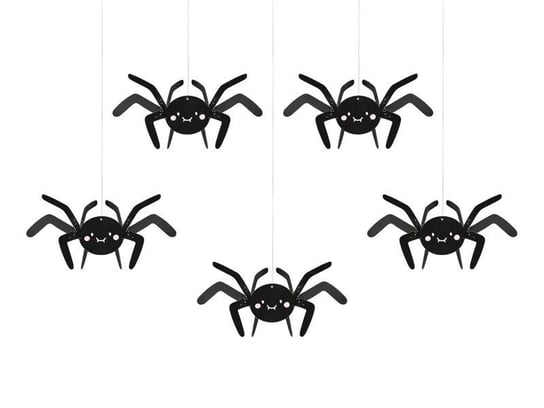 Dekoracja papierowa pająki czarne halloween 5szt Inna marka