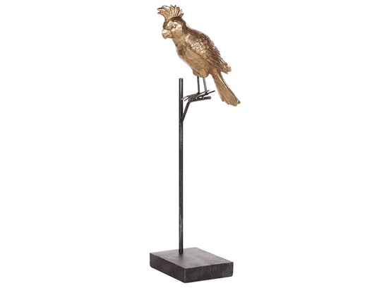 Dekoracja ptak na podstawce BELIANI Cockatoo, złoty, 50 cm Beliani
