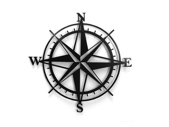 Dekoracja ścienna DECOLICIOUS Compass 3D, Czarna, 50x48 cm Decolicious