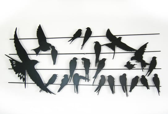 Dekoracja ścienna ptaki Birdy, czarna, 40x90 cm Tolonensis Creation