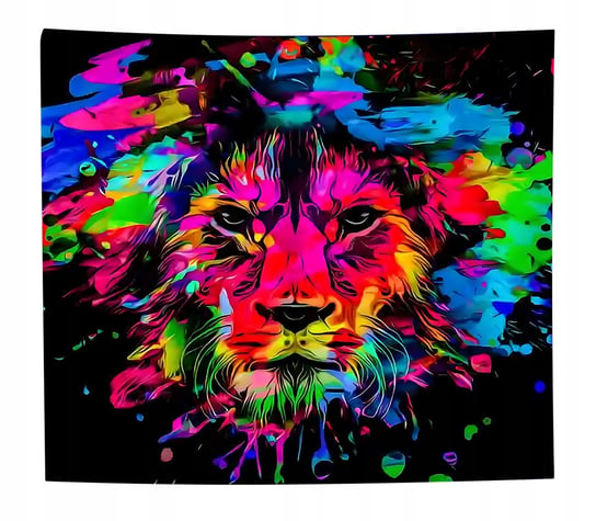 Dekoracja ŚCIENNA UV OBRAZ Fluorescencyjny GOBELIN ODBLASK 150x150cm Lew2 ITIMPORT