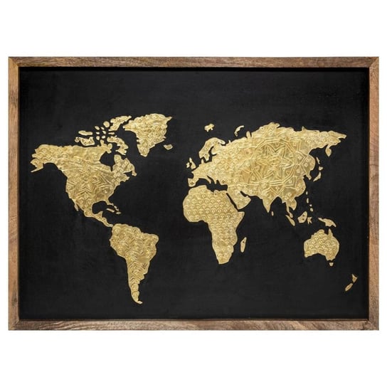 Dekoracja ścienna z mapą świata, 78 x 58 cm, drewaniana rama Atmosphera