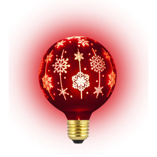 Dekoracja świąteczna, Czerwona żarówka LED Xmas, grawerowana laserowo w świąteczne motywy FAST