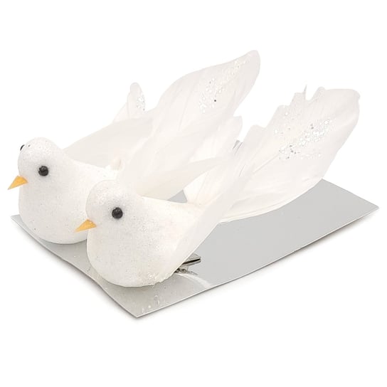 Dekoracja świąteczna ptaszek biały z klipsem 13 cm Inna marka