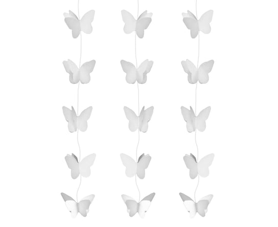 Dekoracja wisząca, motylki białe, 200 cm, 1 sztuka GoDan
