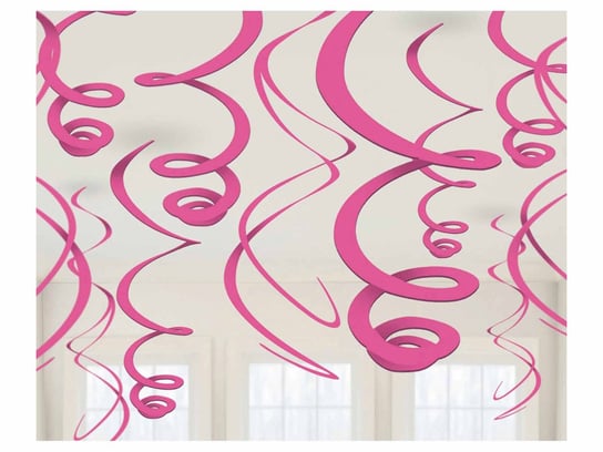 Dekoracja wisząca Swirl różowa - 56 cm - 12 szt. Amscan