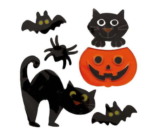 Dekoracja Żelowa Koty Nietoperz Pająk Halloween ABC