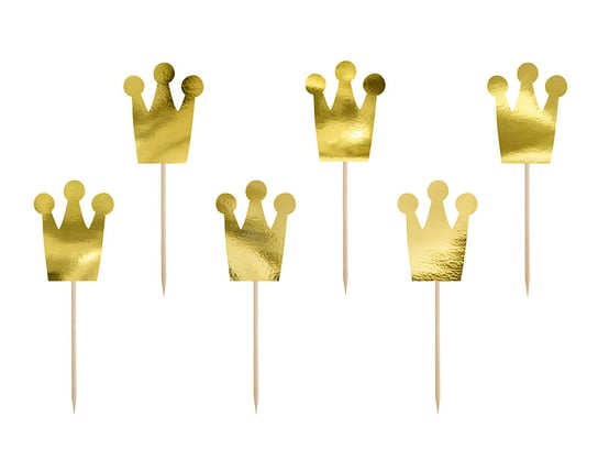 Dekoracje do muffinek, Princess - Korony, 6 sztuk PartyDeco