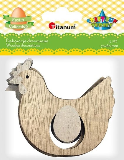Dekoracje drewniane Kury z jajem 4 szt Titanum Titanum