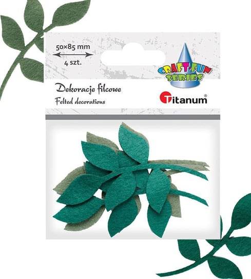 Dekoracje filcowe liście z gałązką 4 szt Titanum Titanum