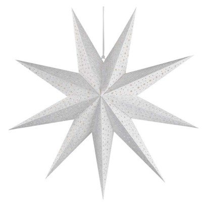 Dekoracje- gwiazda papierowa, srebrna, 60 cm, na żarówkę E14, IP20 Emos