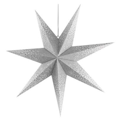 Dekoracje- gwiazda papierowa z brokatem na brzegach, biała, 60 cm, na żarówkę E14, IP20 Emos