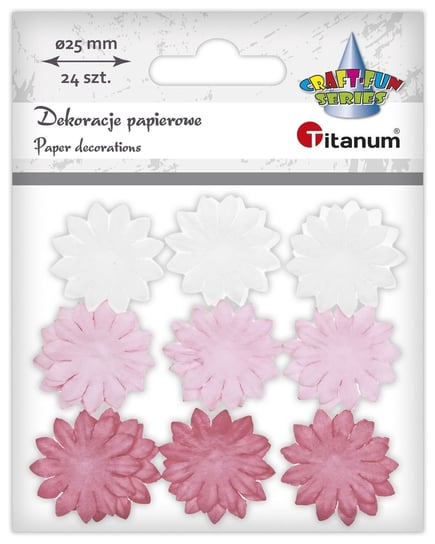 Dekoracje papierowe kwiatki 24szt różowe Titanum Titanum