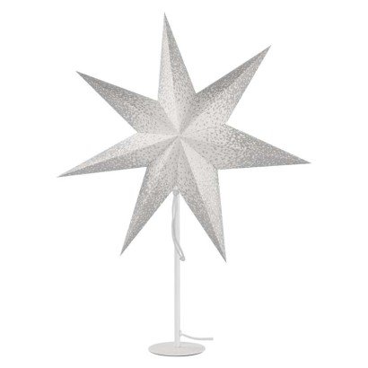 Dekoracje - świecznik biały, papierowa gwiazda beżowa, 67x45 cm, na żarówkę E14, IP20 Emos