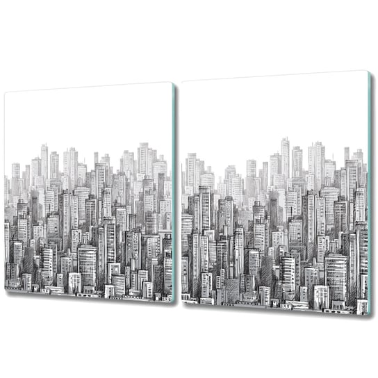 Dekoracyjna Deska Kuchenna ze Szkła - 2x 40x52 cm - Czarno-białe Miasto Coloray
