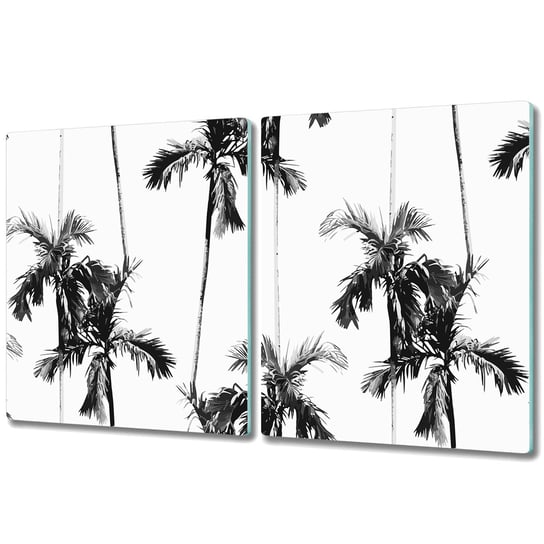 Dekoracyjna Deska Kuchenna ze Szkła - 2x 40x52 cm - Czarno białe palmy Coloray