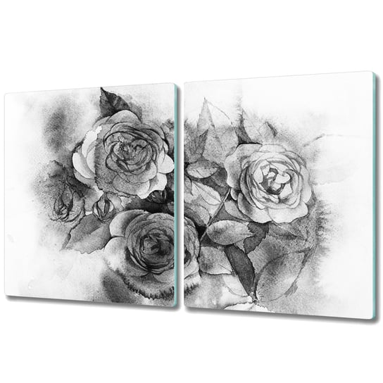 Dekoracyjna Deska Kuchenna ze Szkła - 2x 40x52 cm - Czarnobiałe róże Coloray