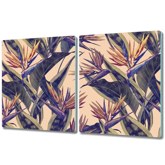 Dekoracyjna Deska Kuchenna ze Szkła - 2x 40x52 cm - Hawajskie rośliny Coloray