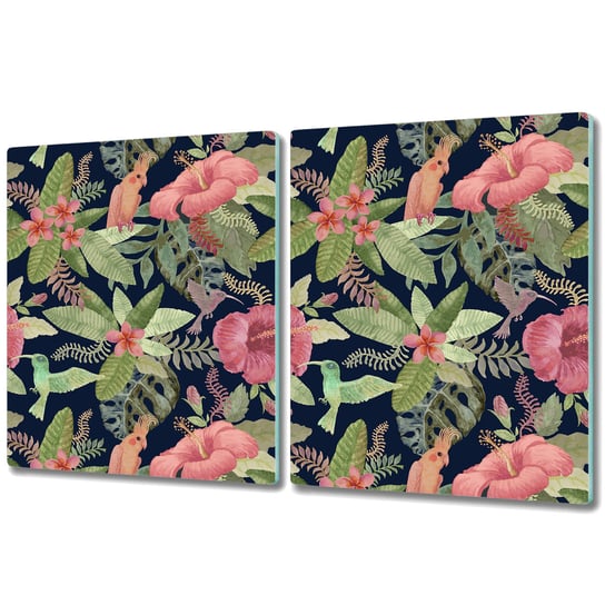 Dekoracyjna Deska Kuchenna ze Szkła - 2x 40x52 cm - Papuga w dżungli Coloray