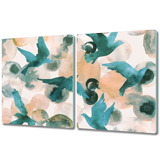 Dekoracyjna Deska Kuchenna ze Szkła - 2x 40x52 cm - Ptaki malowane farbą Coloray