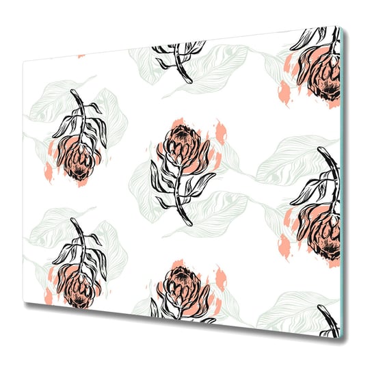 Dekoracyjna Deska Kuchenna ze Szkła 60x52 cm - Ręcznie rysowane kwiaty Coloray