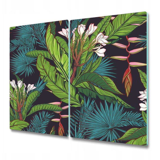 Dekoracyjna Deska Kuchenna ze Szkła - Akwarela tropikalna dżungla - 2 sztuki 30x52 cm Coloray