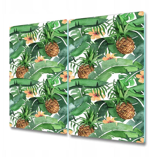 Dekoracyjna Deska Kuchenna ze Szkła - Ananasy w liściach - 2 sztuki 30x52 cm Coloray