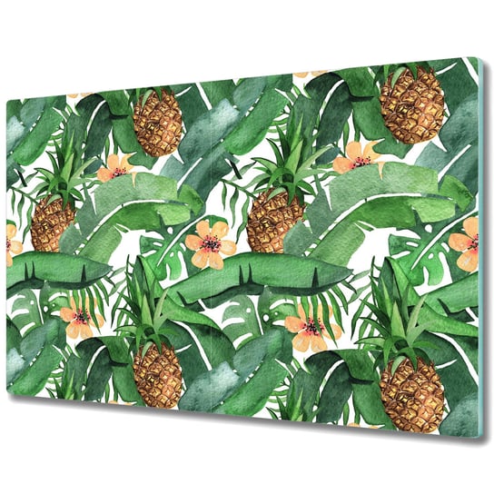 Dekoracyjna Deska Kuchenna ze Szkła - Ananasy w liściach - 80x52 cm Coloray