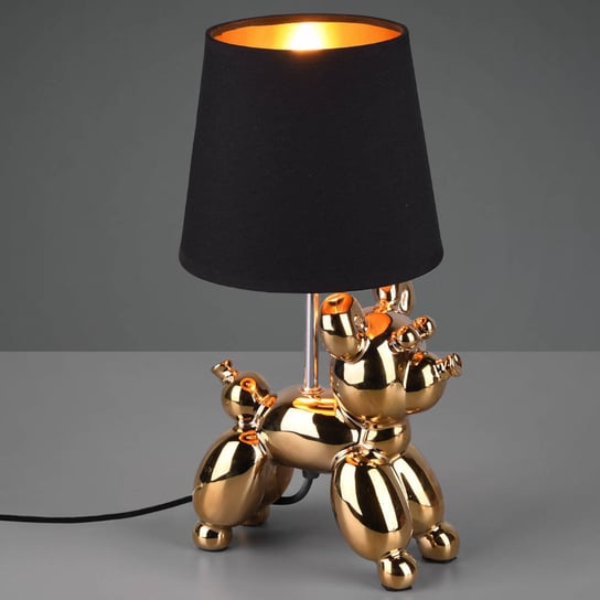 Dekoracyjna LAMPA stołowa BELLO R50241079 RL Light abażurowa LAMPKA stojący PIESEK ceramiczny złoty czarny RL Light