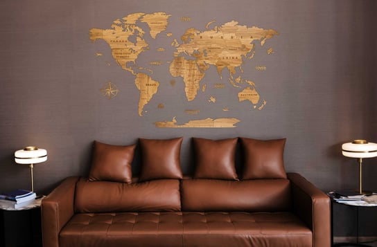 Dekoracyjna Mapa Drewniana 100Cm Złoty Dąb Premium/Ozdoby-Drewniane Inna marka