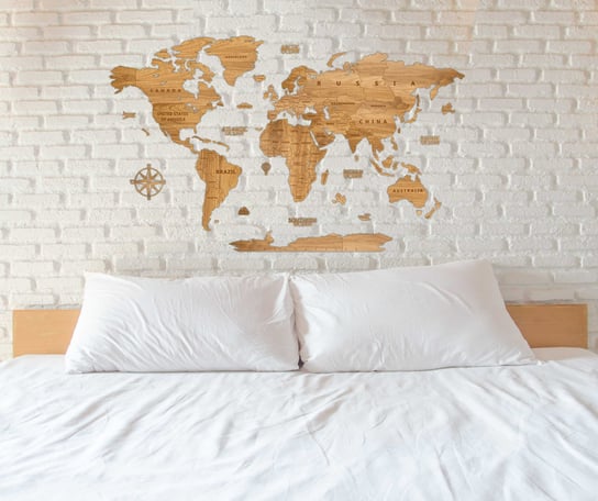Dekoracyjna Mapa Drewniana 150Cm Złoty Dąb Premium Inna marka