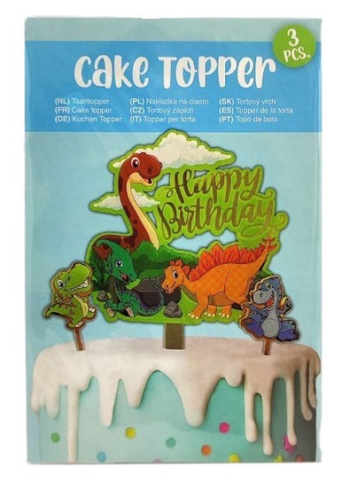 Dekoracyjna nakładka na ciasto Happy Birthday - Dinozaury Inna marka