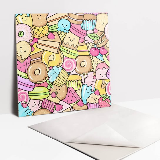 Dekoracyjne Kafelki Samoprzylepne - Kolorowe rysunkowe słodycze, 30x30 cm - 9 sztuk Tulup